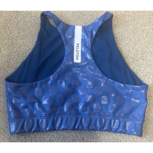 Peloton Racerback Sports Bra Womens Medium M Blue Show Up Foil - Picture 2 of 3